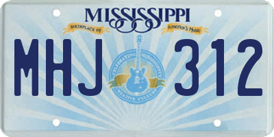 MS license plate MHJ312