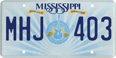 MS license plate MHJ403