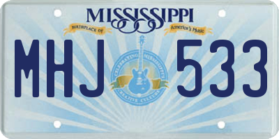 MS license plate MHJ533