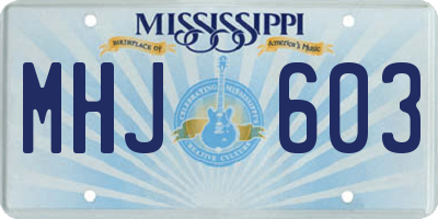MS license plate MHJ603