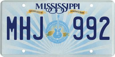 MS license plate MHJ992