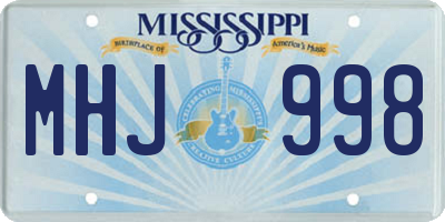 MS license plate MHJ998