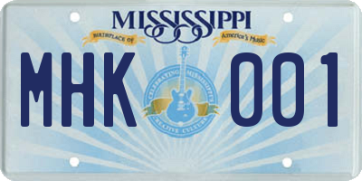 MS license plate MHK001