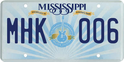 MS license plate MHK006