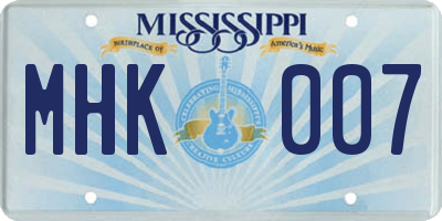 MS license plate MHK007