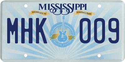 MS license plate MHK009
