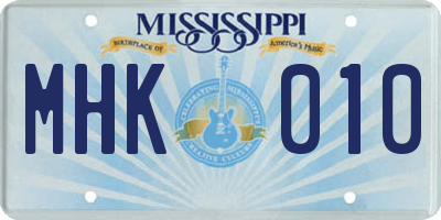 MS license plate MHK010