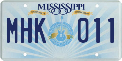 MS license plate MHK011