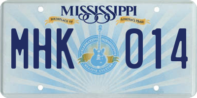 MS license plate MHK014