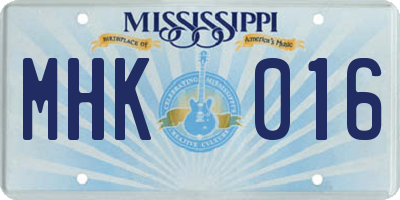 MS license plate MHK016