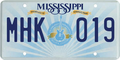 MS license plate MHK019