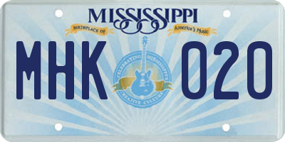 MS license plate MHK020