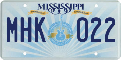 MS license plate MHK022