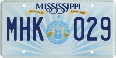 MS license plate MHK029