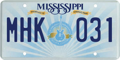 MS license plate MHK031