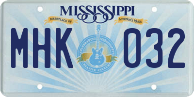 MS license plate MHK032