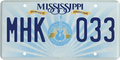 MS license plate MHK033