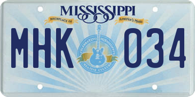 MS license plate MHK034