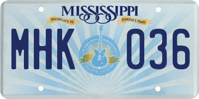 MS license plate MHK036