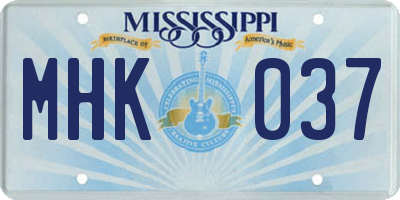 MS license plate MHK037