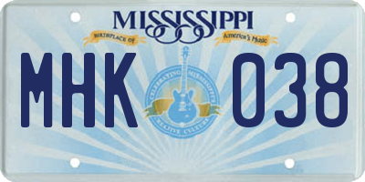 MS license plate MHK038
