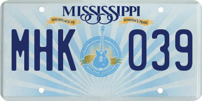 MS license plate MHK039
