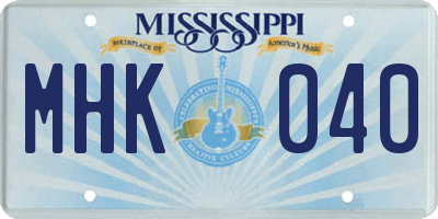 MS license plate MHK040