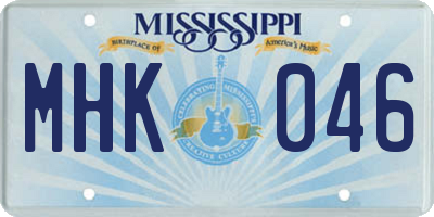 MS license plate MHK046