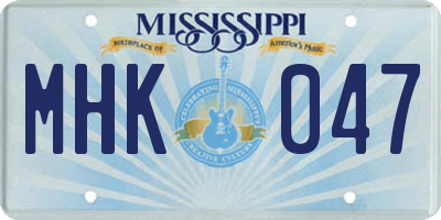 MS license plate MHK047