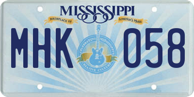 MS license plate MHK058
