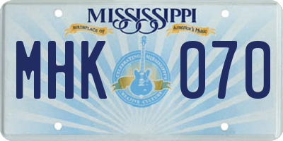 MS license plate MHK070
