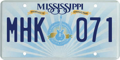 MS license plate MHK071