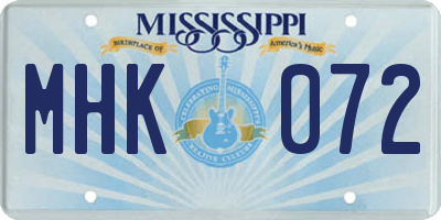 MS license plate MHK072