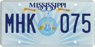 MS license plate MHK075