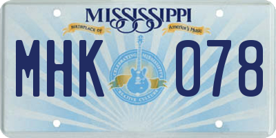 MS license plate MHK078
