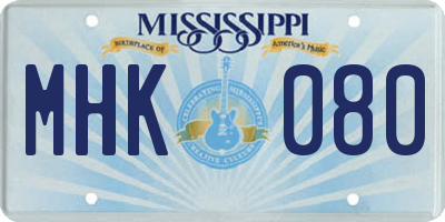 MS license plate MHK080