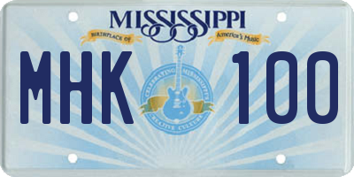MS license plate MHK100