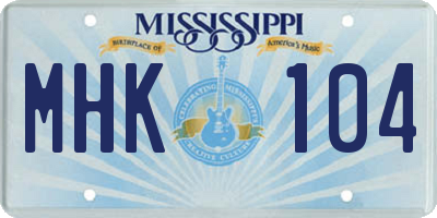 MS license plate MHK104