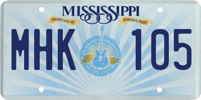 MS license plate MHK105