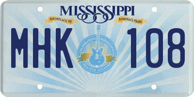 MS license plate MHK108