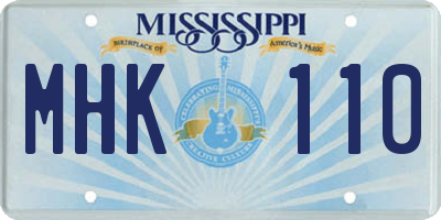 MS license plate MHK110