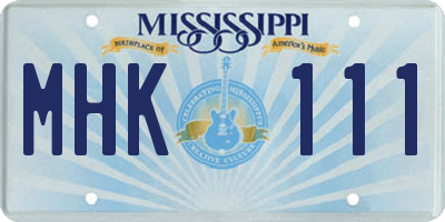 MS license plate MHK111