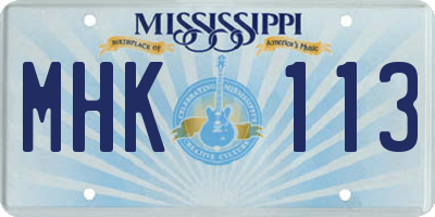 MS license plate MHK113