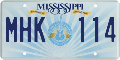 MS license plate MHK114