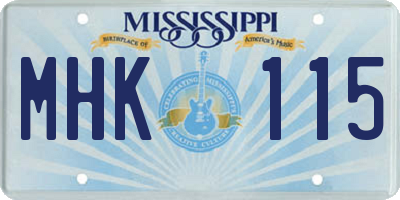 MS license plate MHK115