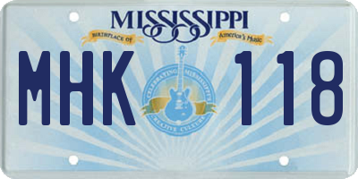 MS license plate MHK118