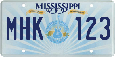 MS license plate MHK123