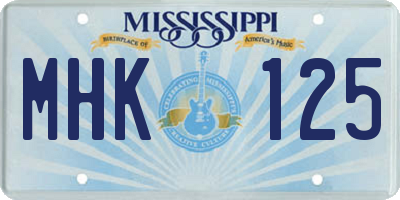 MS license plate MHK125