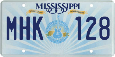 MS license plate MHK128