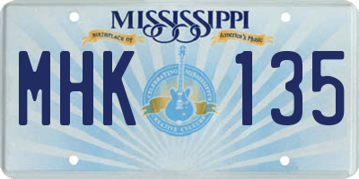 MS license plate MHK135